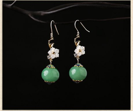 淡雅貝殼花朵氣質(zhì)耳環(huán)，家佳樂文學(xué)復(fù)古耳飾首飾