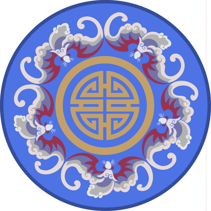 中國傳統(tǒng)刺繡福壽無邊圓形圖案，矢量素材