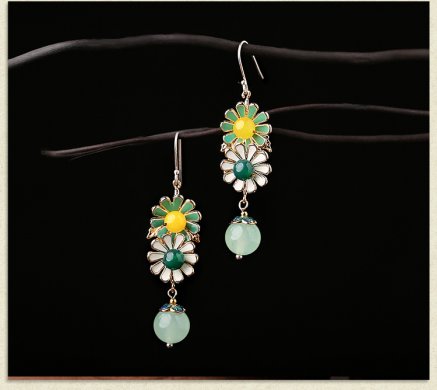 恰逢花開古風花朵耳墜復(fù)古氣質(zhì)耳環(huán)首飾