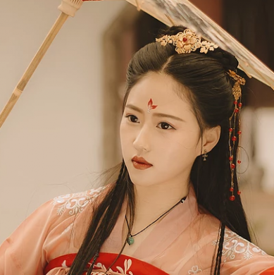 紅色帶傘女子頭像，唯美古風真人頭像