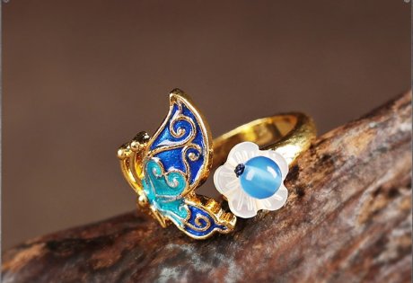 家佳樂文學景泰藍熙夢戒指開口指環(huán)首飾