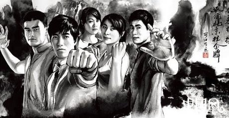 水墨風(fēng)格體壇人物山水畫(huà)psd分層素材