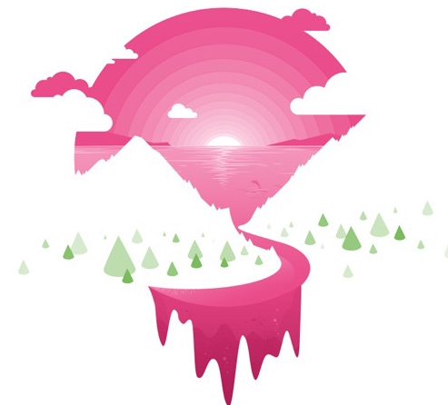 簡約唯美漸變插畫繪制，風景美如畫!