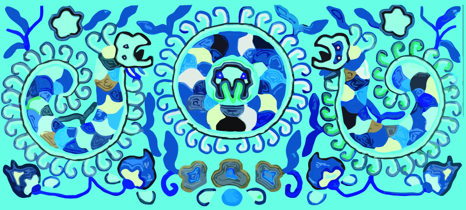 中國傳統(tǒng)刺繡對稱動(dòng)物圖案，矢量素材