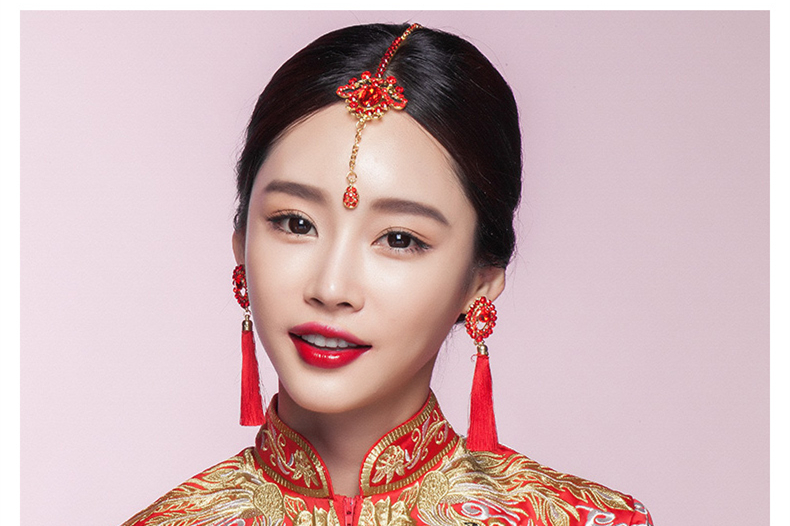 家佳樂文學頭飾紅色眉心墜，古風新娘妝額飾