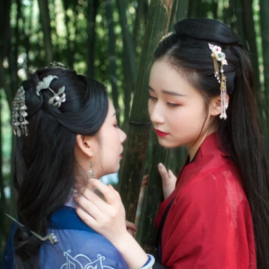 竹林閨蜜頭像，唯美古風真人頭像