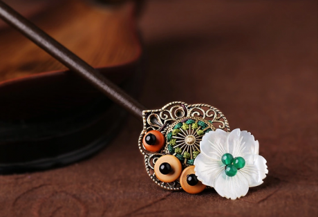 薦古風(fēng)古典頭飾木貝殼花盤(pán)發(fā)發(fā)簪簪子