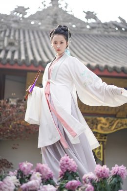 漢服  交領襦裙繡花長褙子