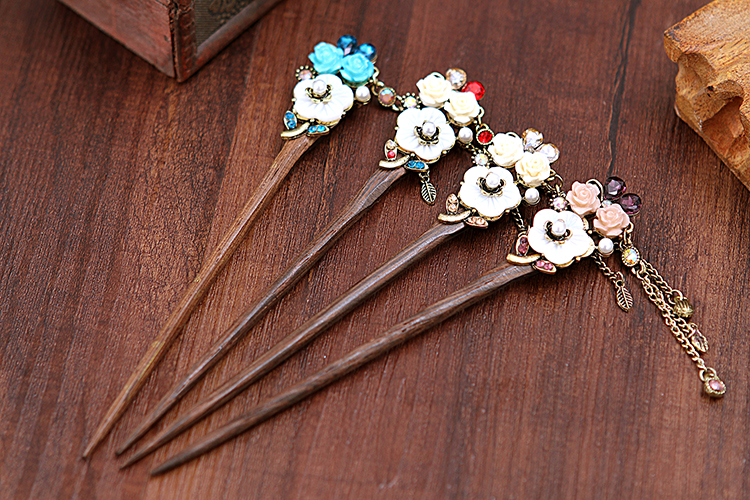 復(fù)古家佳樂(lè)文學(xué)步搖木簪流蘇發(fā)簪