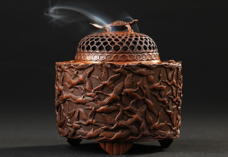 千鶴紫銅香爐，仿古純銅熏香爐