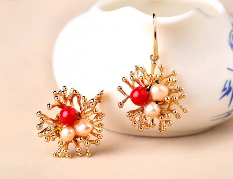 民族風珍珠吊墜氣質時尚耳環(huán)