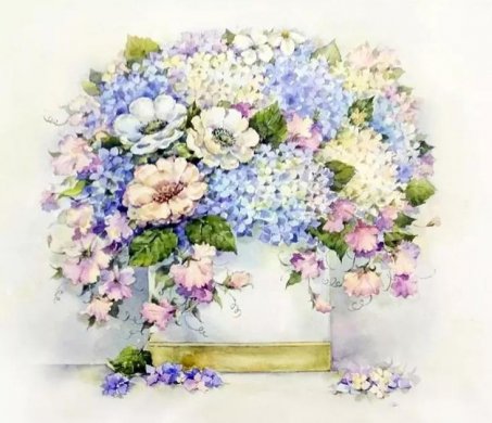 花團錦簇時尚水彩插畫，唯美花卉插畫圖片